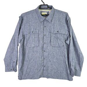 Mens Magellan Adventure Gear Heather Blue Shirt Angler Fit Button Up Size 2XL